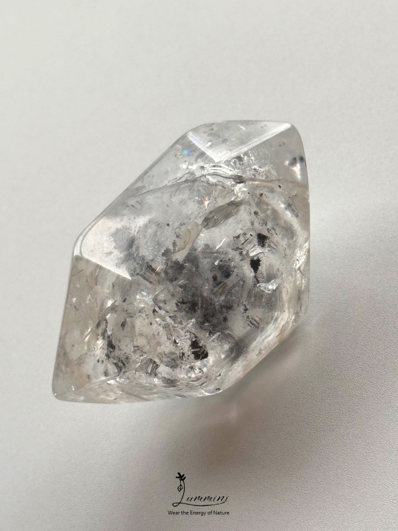 Natural Guizhou Herkimer Quartz Double-Terminated Palm Stone – One of a Kind - 107g, 65.5 mm
