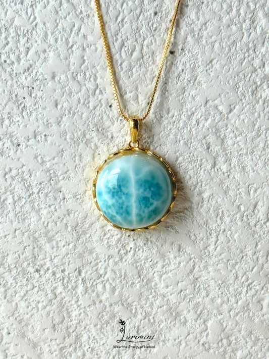 Genuine Natural Larimar Pendant Necklace in Silver 925 Setting – 17.5*8.5 mm, Gift Ready, One of a Kind, Larimar Jewellery