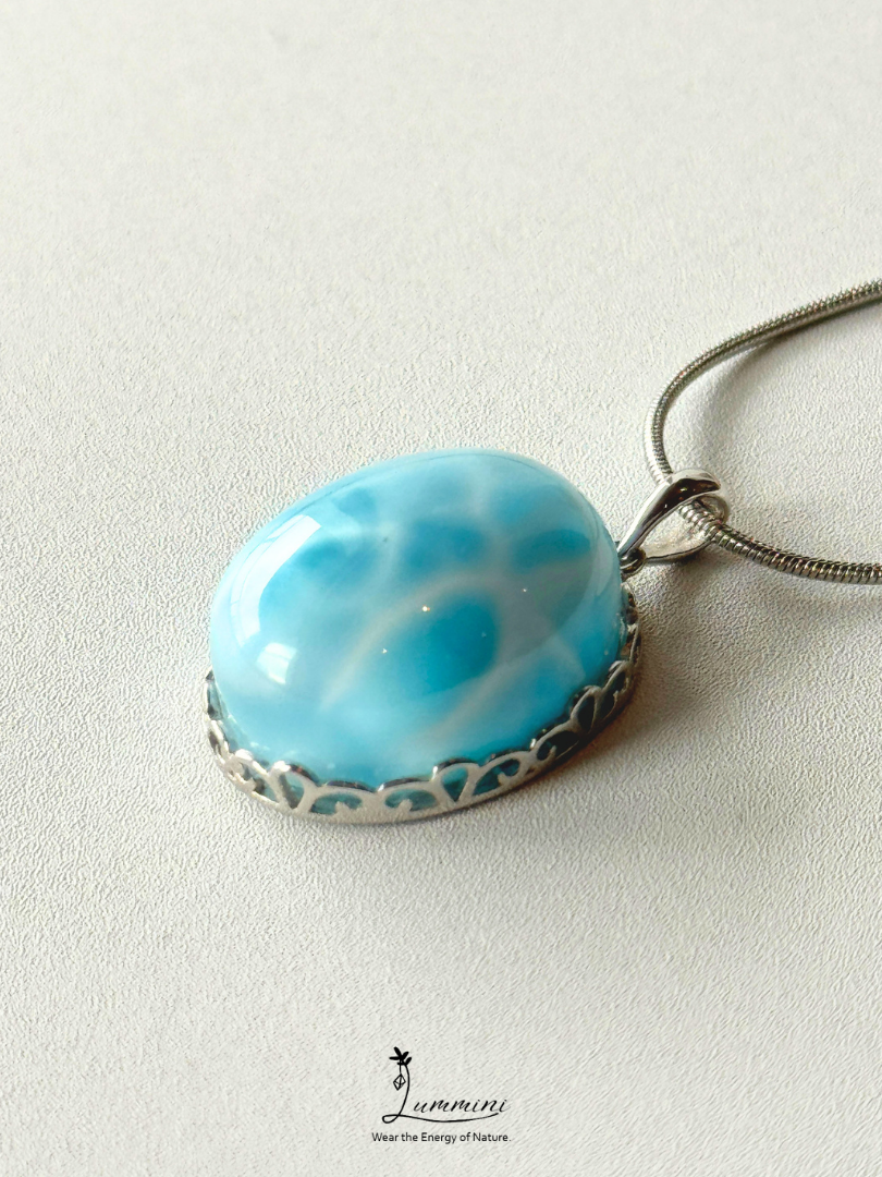 Genuine Natural Larimar Heart Pendant Necklace in Silver 925 Setting – 16*21*10 mm, Gift Ready, One of a Kind, Larimar Jewellery