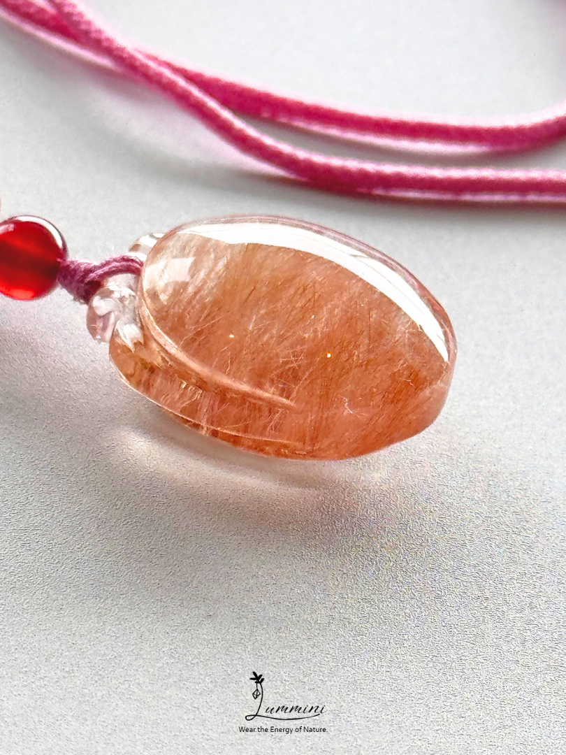 Natural Copper Rutilated Quartz Fortune Pouch Pendant