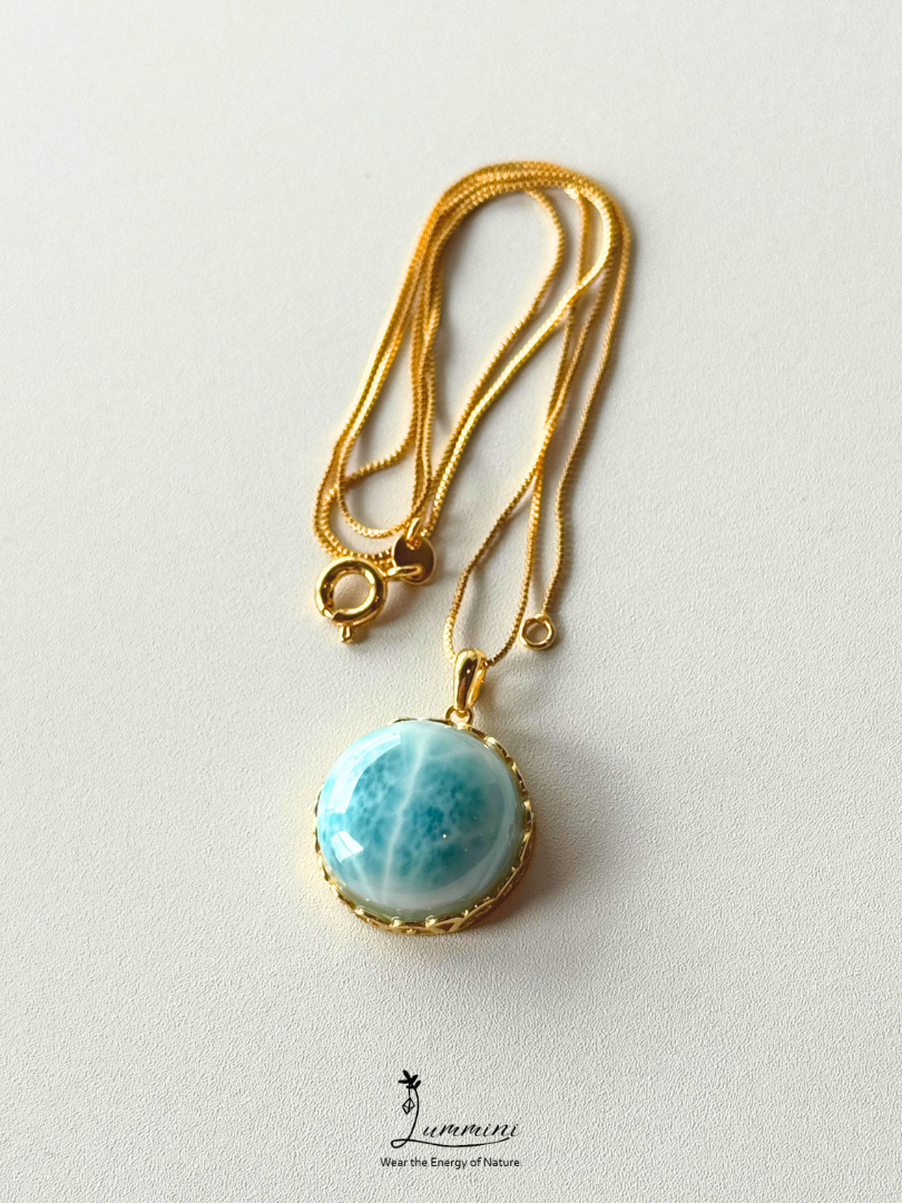 Genuine Natural Larimar Pendant Necklace in Silver 925 Setting – 17.5*8.5 mm, Gift Ready, One of a Kind, Larimar Jewellery