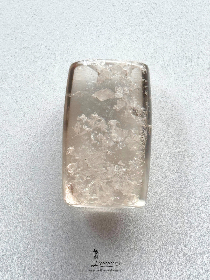 Natural Crystal-in-Crystal Quartz Pendant – V Hole – 33mm