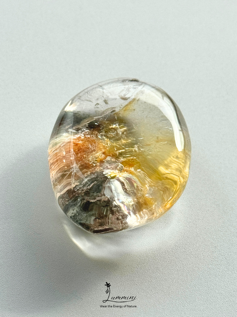 Natural Garden Quartz Palm Stone with Garden & Flower Inclusions – 80g, 57mm