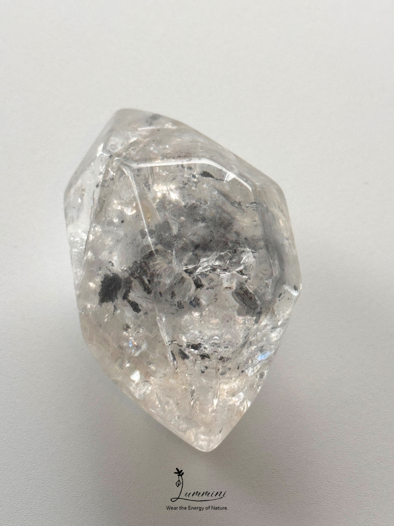 Natural Guizhou Herkimer Quartz Double-Terminated Palm Stone – One of a Kind - 107g, 65.5 mm