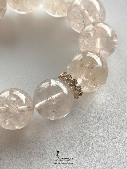 Natural Hair Inclusion Quartz Statement Bracelet – 17mm, One of a Kind