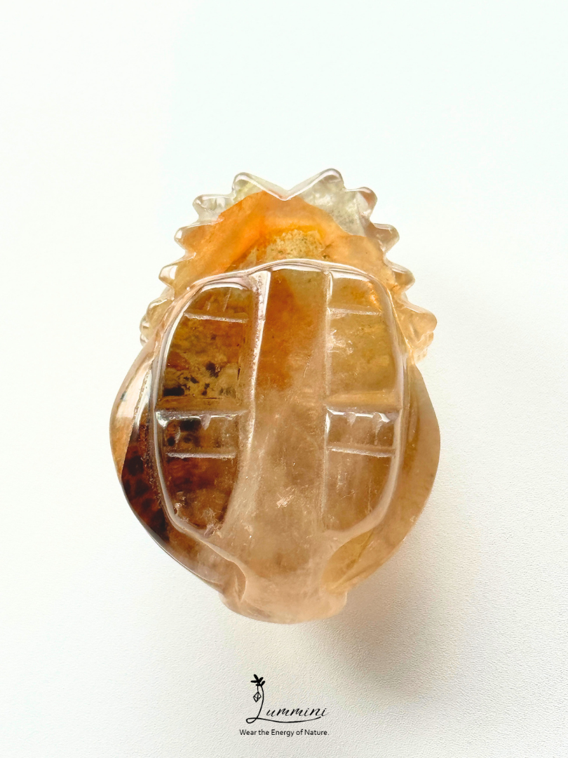 Natural Crystal - Pixiu Carving Quartz with Rare Black & Orange Mineral Inclusions – 75g, 53mm