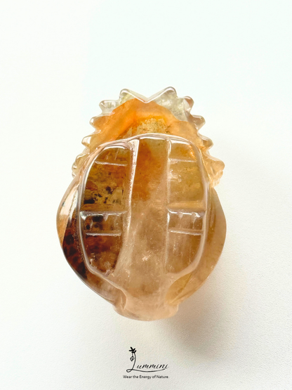 Natural Crystal - Pixiu Carving Quartz with Rare Black & Orange Mineral Inclusions – 75g, 53mm