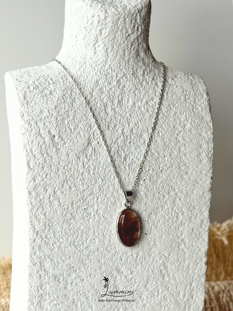 Natural Copper Rutilated Quartz Necklace – 19mm, One of a Kind, Gift Ready