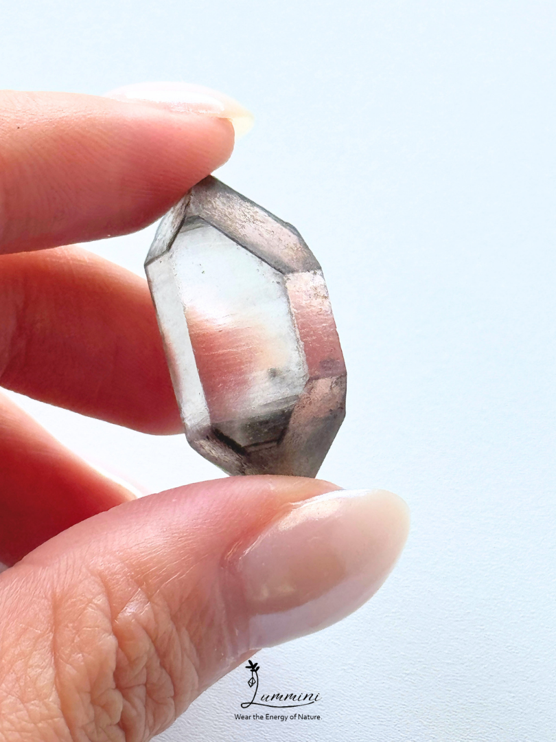 Rare & Special Natural Herkimer Diamond Double-Terminated Smoky Quartz with with Akashic Lines – 28mm