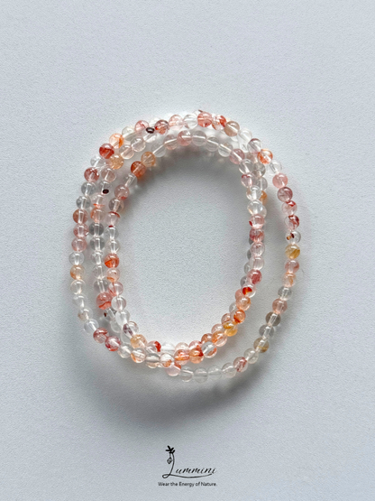 Natural Flower Inclusion Quartz Seed Bead Bracelet – 3–4mm – Random Selection