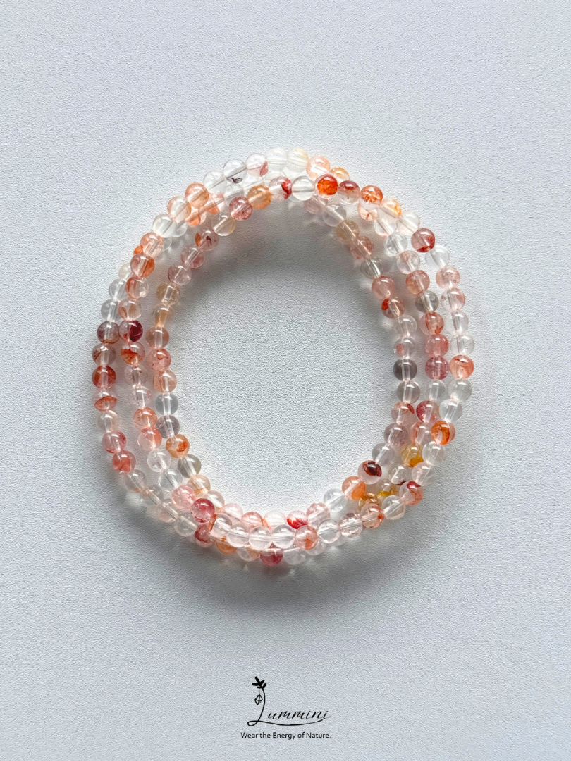 Natural Flower Inclusion Quartz Seed Bead Bracelet – 3–4mm – Random Selection