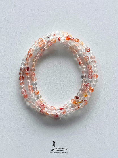Natural Flower Inclusion Quartz Seed Bead Bracelet – 3–4mm – Random Selection