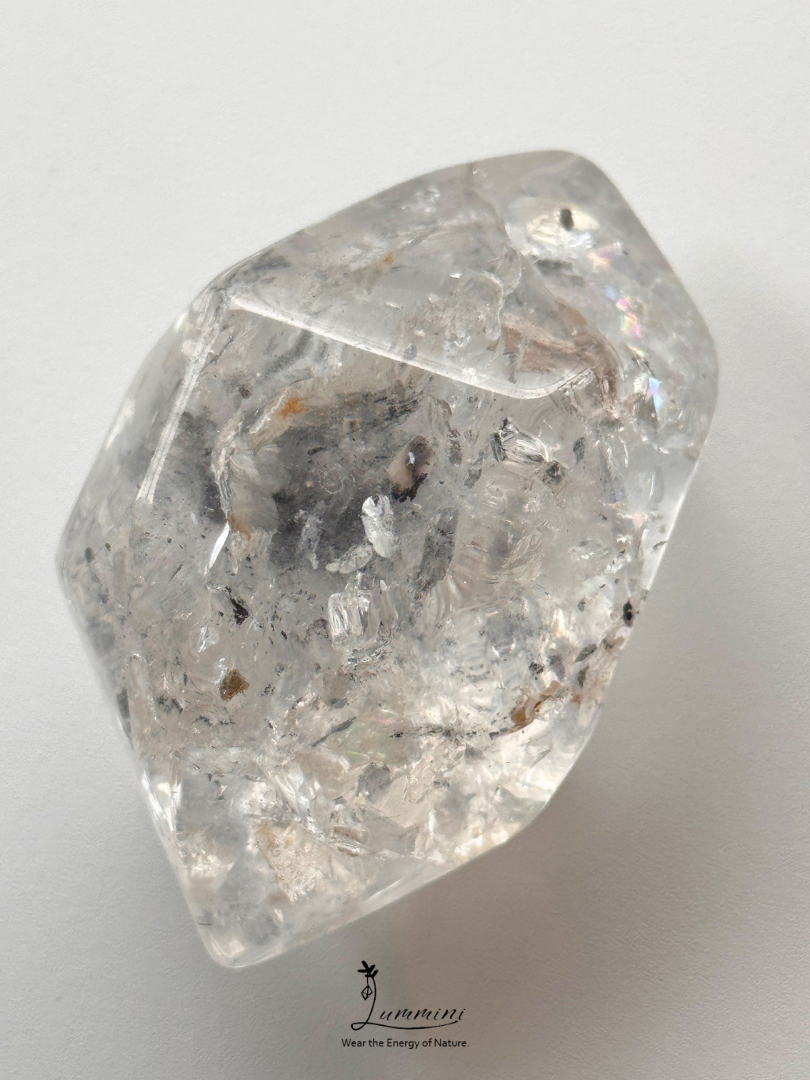 Natural Guizhou Herkimer Quartz Double-Terminated Palm Stone – One of a Kind - 107g, 65.5 mm
