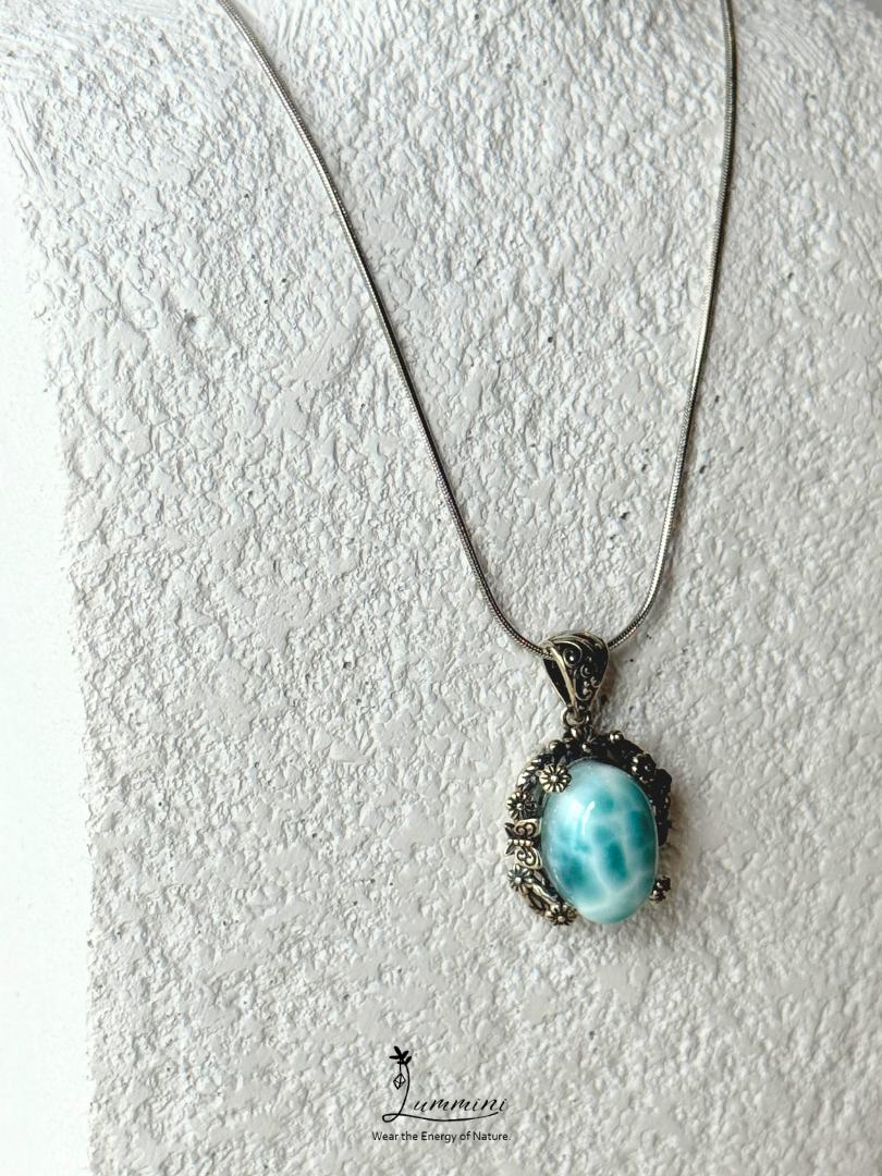 Genuine Natural Larimar Pendant Necklace in Silver 925 Setting – 18*20*14 mm, Gift Ready, One of a Kind, Larimar Jewellery