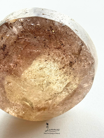 Natural Smoky Quartz Enhydro Palm Stone – Fluid Inclusion – 62mm