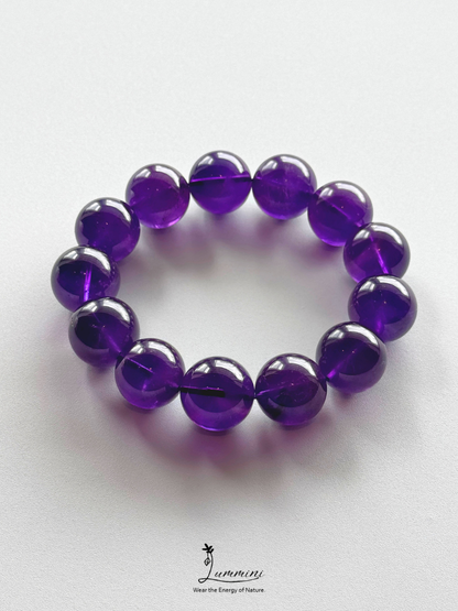 AAA+ Genuine Uruguayan Amethyst Statement Bracelet - 17mm • February Birthstone