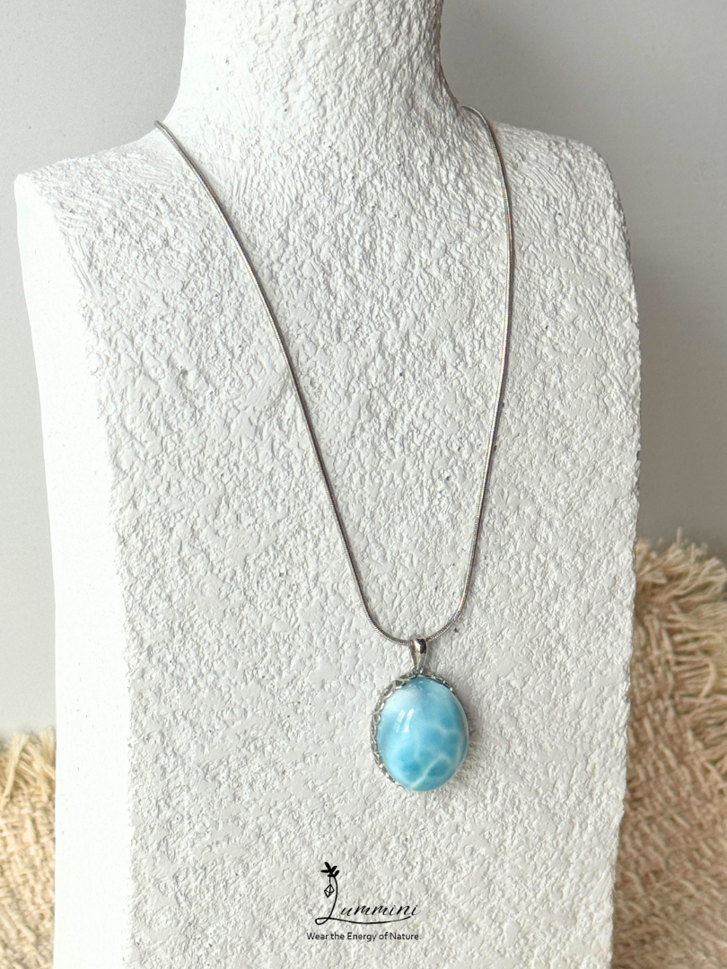 Genuine Natural Larimar Heart Pendant Necklace in Silver 925 Setting – 16*21*10 mm, Gift Ready, One of a Kind, Larimar Jewellery
