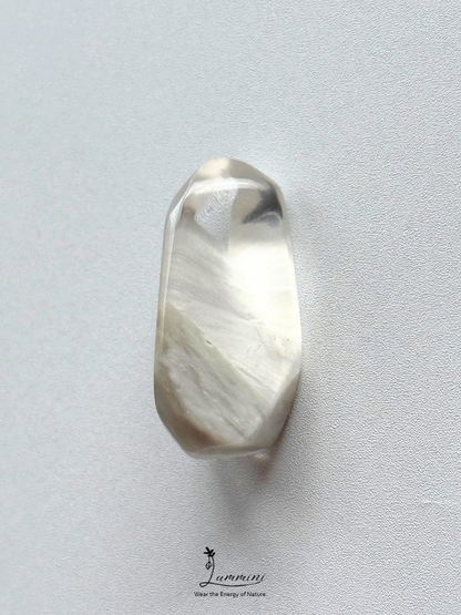Natural White Rabbit Hair Quartz Freeform Pocket Stone - 7g