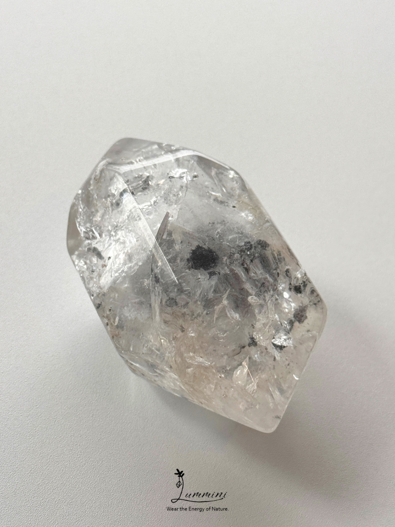 Natural Guizhou Herkimer Quartz Double-Terminated Palm Stone – One of a Kind - 107g, 65.5 mm