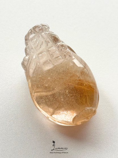 Collector Grade Natural Rutilated Quartz Dragon Turtle Carving - 30g