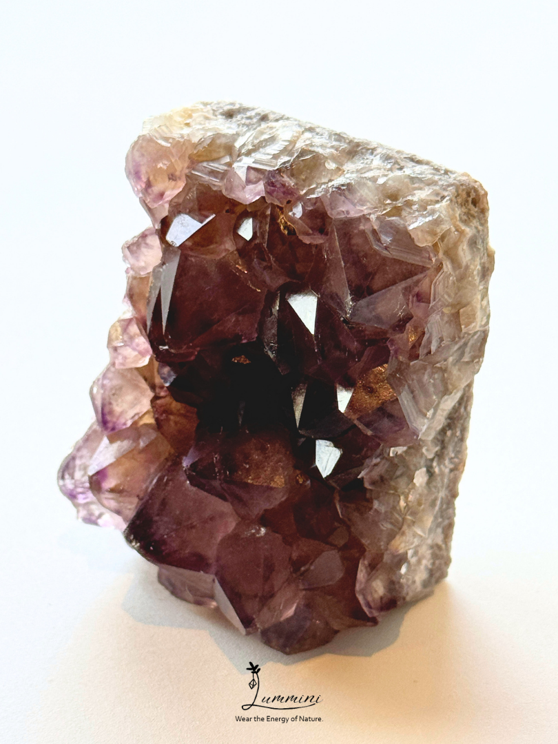 Natural Amethyst Cluster Specimen with Hidden Mountain Inclusions, One of a Kind