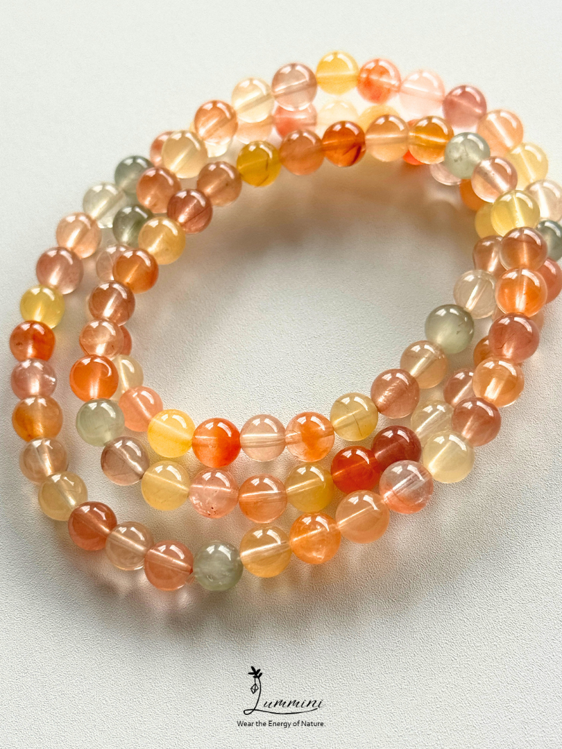 Natural Multicolour Rabbit Hair Quartz Triple-Wrap Bracelet – 6mm
