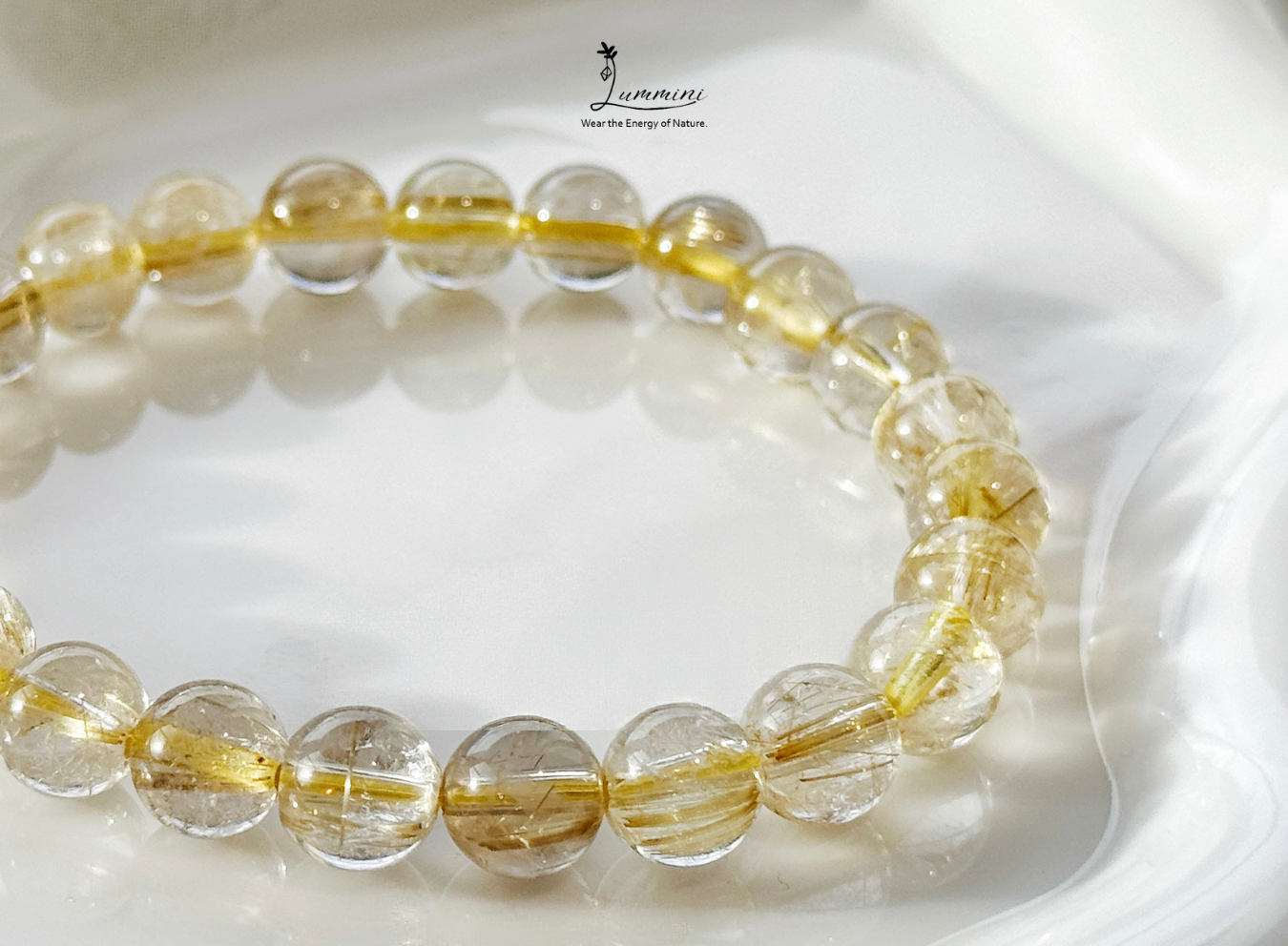 Bold Golden Rutilated Quartz Bracelet · Fine Gold Rutile · 7.5mm
