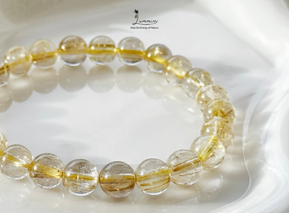 Bold Golden Rutilated Quartz Bracelet · Fine Gold Rutile · 7.5mm