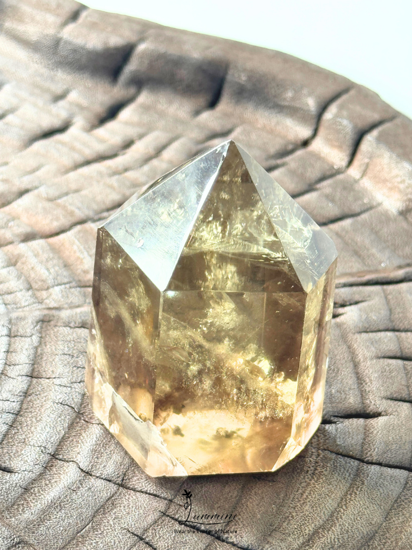 Natural Tea-Gold Citrine Tower with Rainbow –140g, 6.2cm, One of a Kind