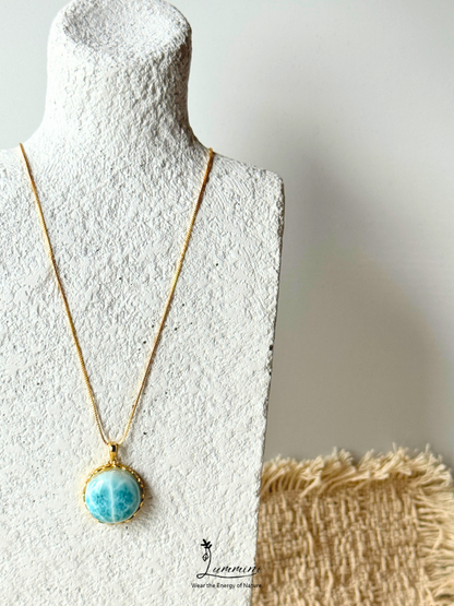 Genuine Natural Larimar Pendant Necklace in Silver 925 Setting – 17.5*8.5 mm, Gift Ready, One of a Kind, Larimar Jewellery