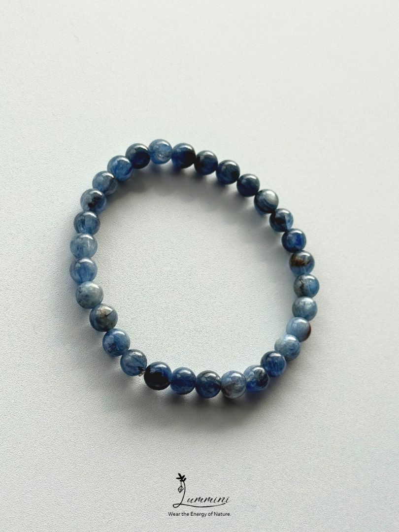 Natural Blue Kyanite in Quartz Bracelet – One of a Kind, 6.5mm