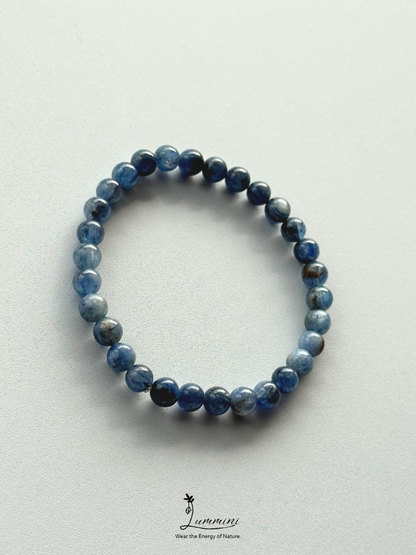 Natural Blue Kyanite in Quartz Bracelet – One of a Kind, 6.5mm