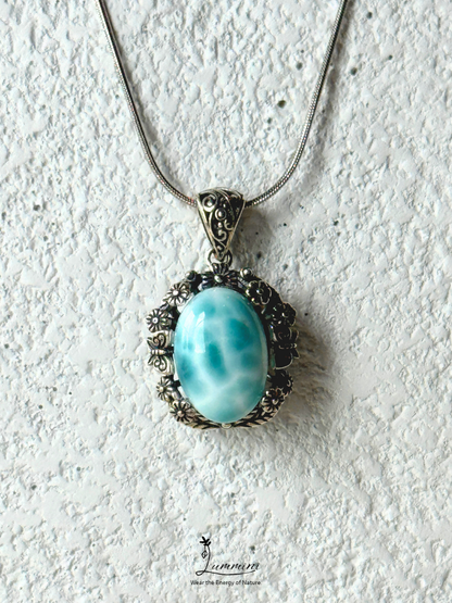 Genuine Natural Larimar Pendant Necklace in Silver 925 Setting – 18*20*14 mm, Gift Ready, One of a Kind, Larimar Jewellery