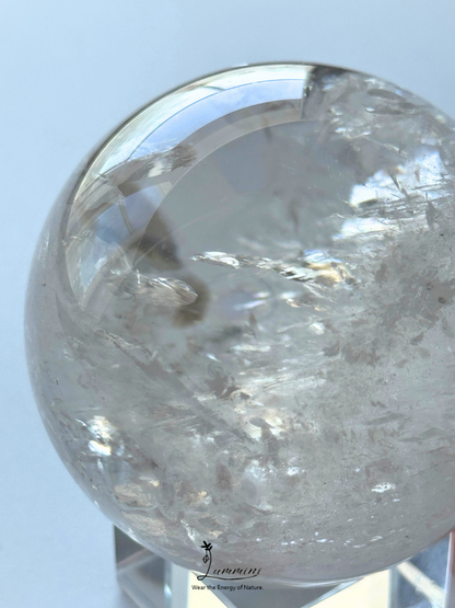 Collector-Grade Large Natural Clear Quartz Sphere with Explosive Rainbow Fractures – 62.5mm