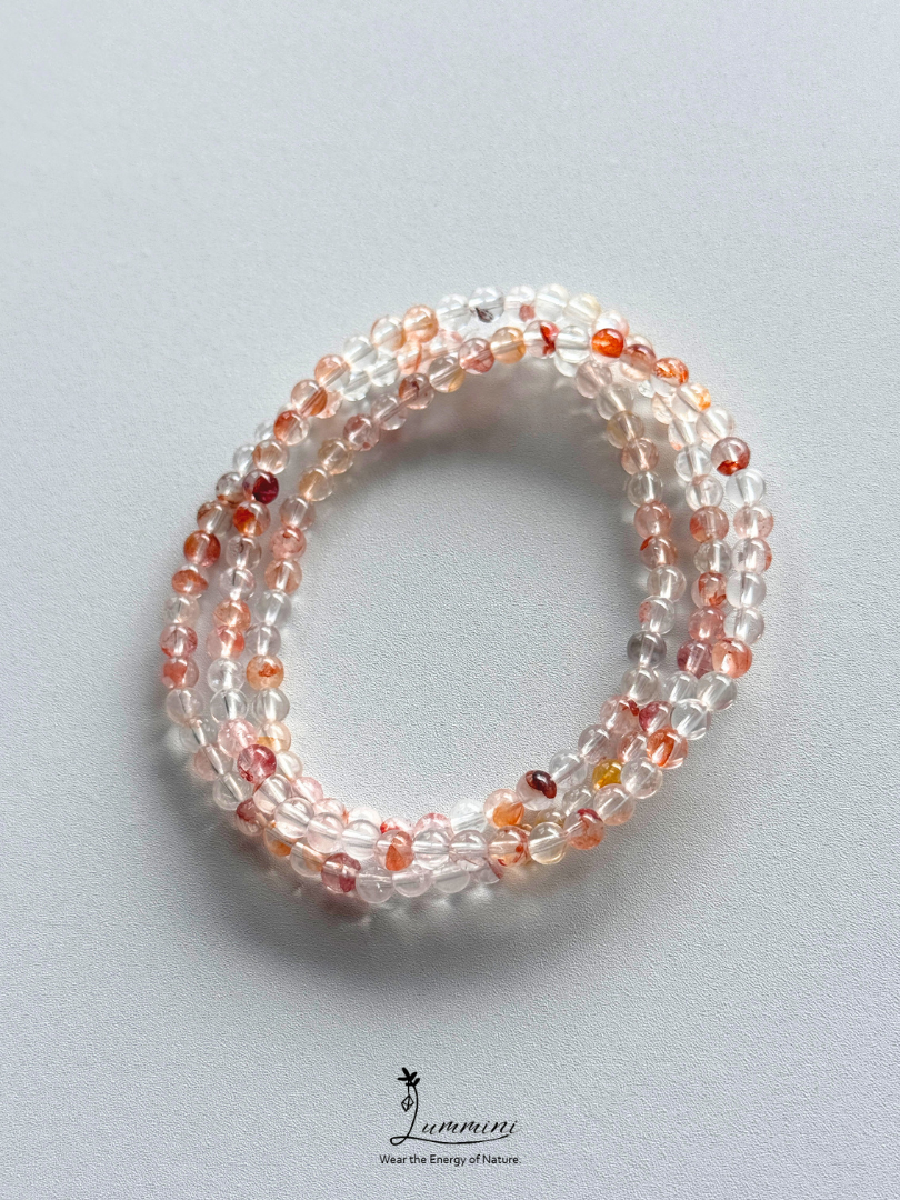 Natural Flower Inclusion Quartz Seed Bead Bracelet – 3–4mm – Random Selection