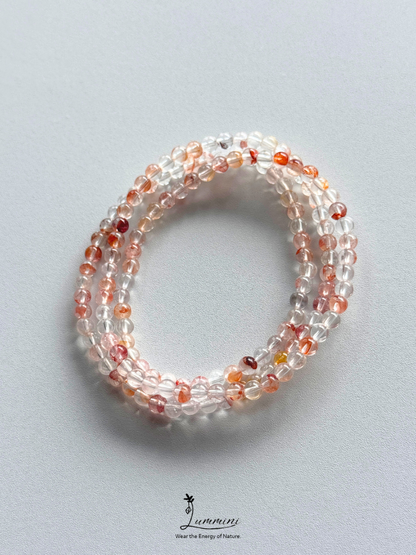 Natural Flower Inclusion Quartz Seed Bead Bracelet – 3–4mm – Random Selection