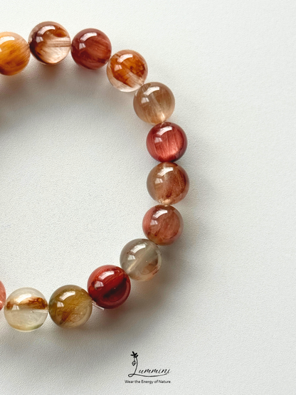 Natural Rabbit Hair Quartz Bracelet with Cat’s Eye Effect – 10.5mm - One of a Kind