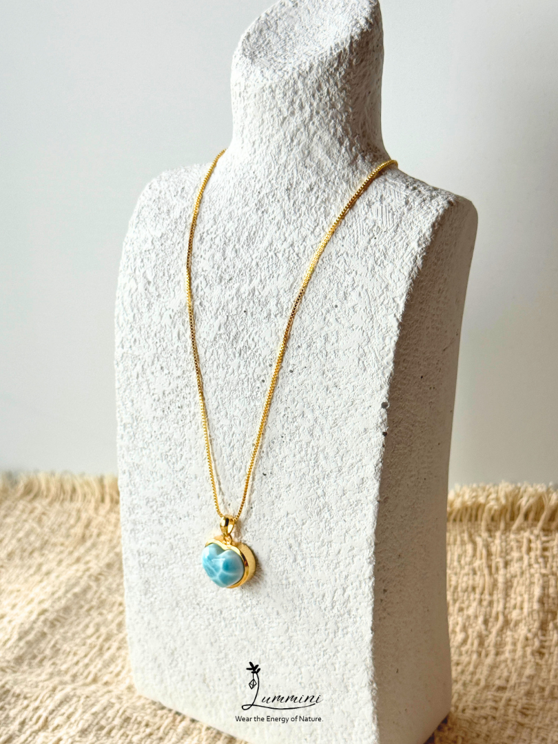 Genuine Natural Larimar Heart Pendant Necklace in Silver 925 Setting – 16.7*14*9 mm, Gift Ready, One of a Kind, Larimar Jewellery