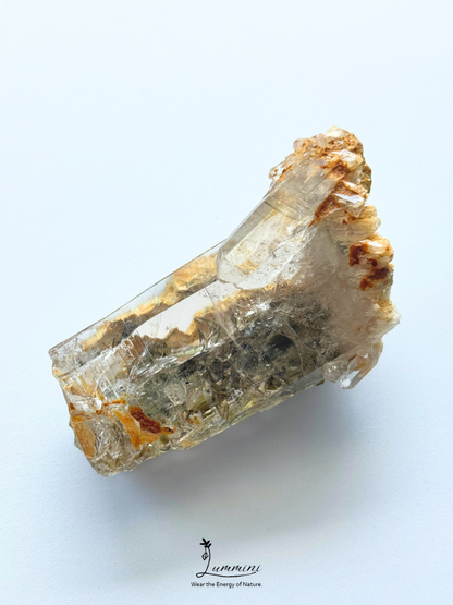 Rare & Special - Natural Himalayan Clear Quartz with Green Mica & Akashic Growth Lines – 120g, 87mm