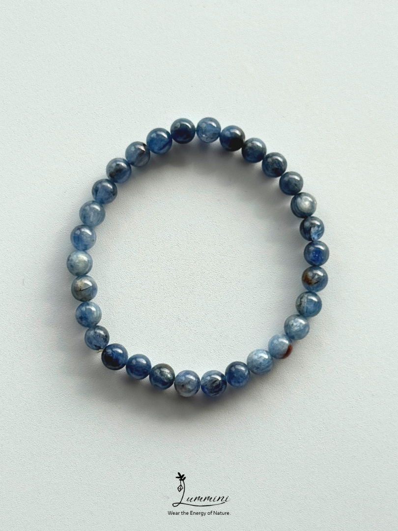 Natural Blue Kyanite in Quartz Bracelet – One of a Kind, 6.5mm