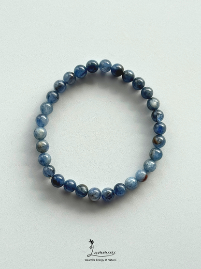 Natural Blue Kyanite in Quartz Bracelet – One of a Kind, 6.5mm