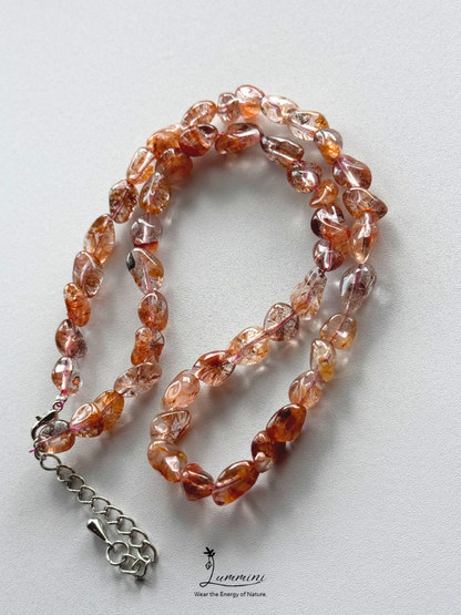 Rare Natural Aurora 23 Inclusion Quartz Nugget Necklace with Golden Feather Inclusions -  One of a Kind
