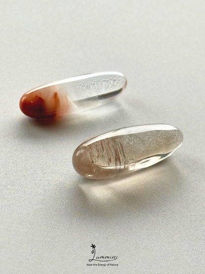 Natural Included Quartz Pocket Stone /  Capsule Value Pack – Rabbit Hair & Smoky Inclusion, 2 Pieces