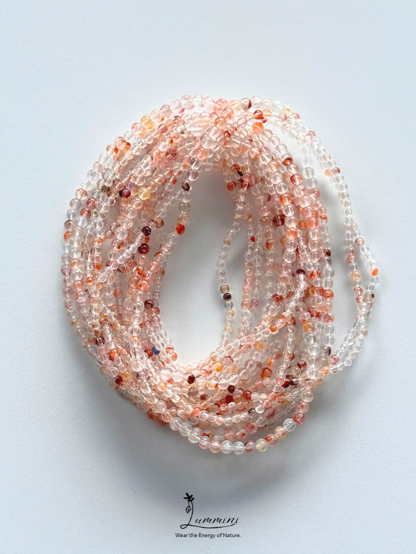 Natural Flower Inclusion Quartz Seed Bead Bracelet – 3–4mm – Random Selection