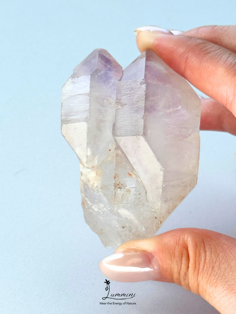 Natural Madagascar Amethyst Skeletal Quartz Double Point – 80g, 62mm