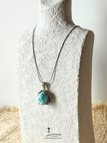 Genuine Natural Larimar Pendant Necklace in Silver 925 Setting – 18*20*14 mm, Gift Ready, One of a Kind, Larimar Jewellery