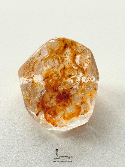 Natural Scenic Garden Quartz Pocket Stone – Open Window View with Golden Inclusion Base -25g