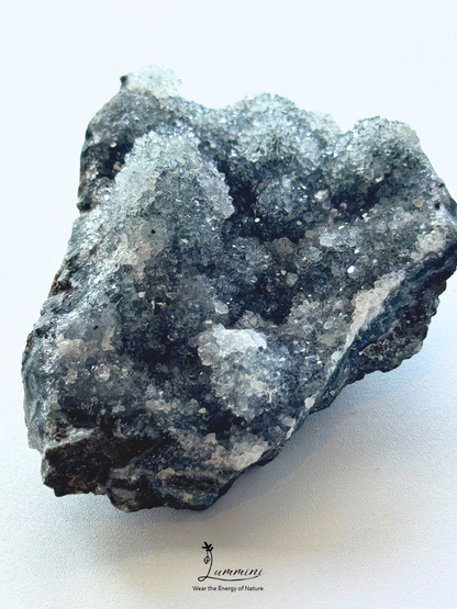 Natural Sparkling Druzy Quartz Cluster on Dark Matrix – Mineral Specimen, 75mm