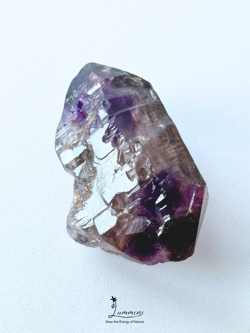 Rare!! Natural Zimbabwe Super Seven Double Terminated Raw Crystal with Skeletal & Circuit Board Formation – 27g, 45.5mm