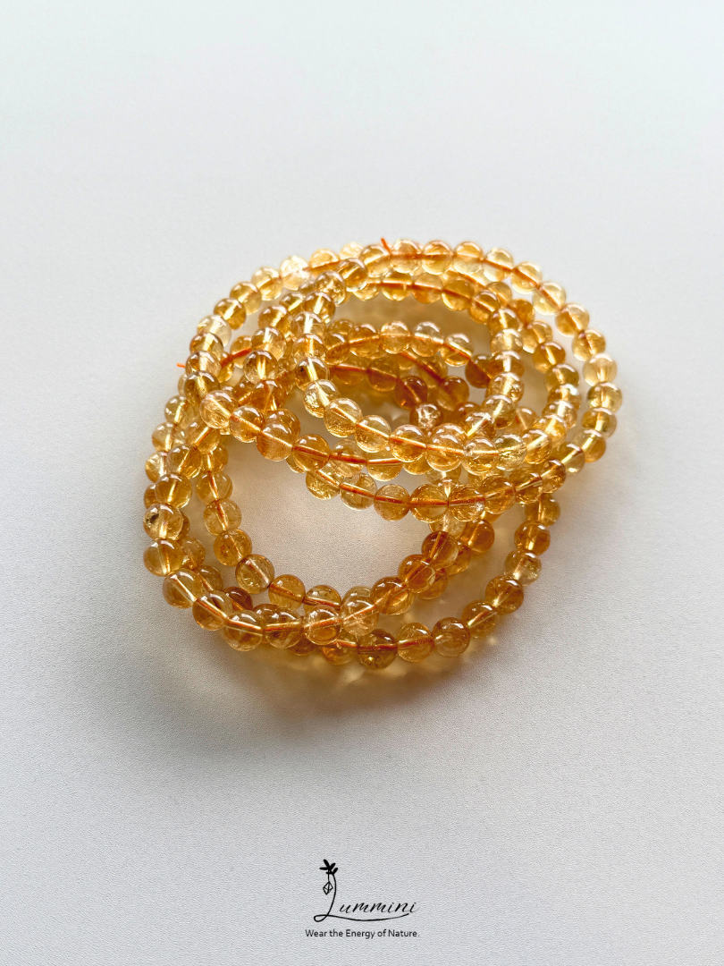 Natural Citrine Triple-Wrap Bracelet – 6.5–7mm – Random Selection